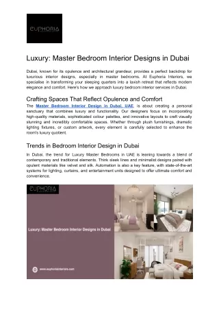 Luxury_Master Bedroom Interior Designs in Dubai