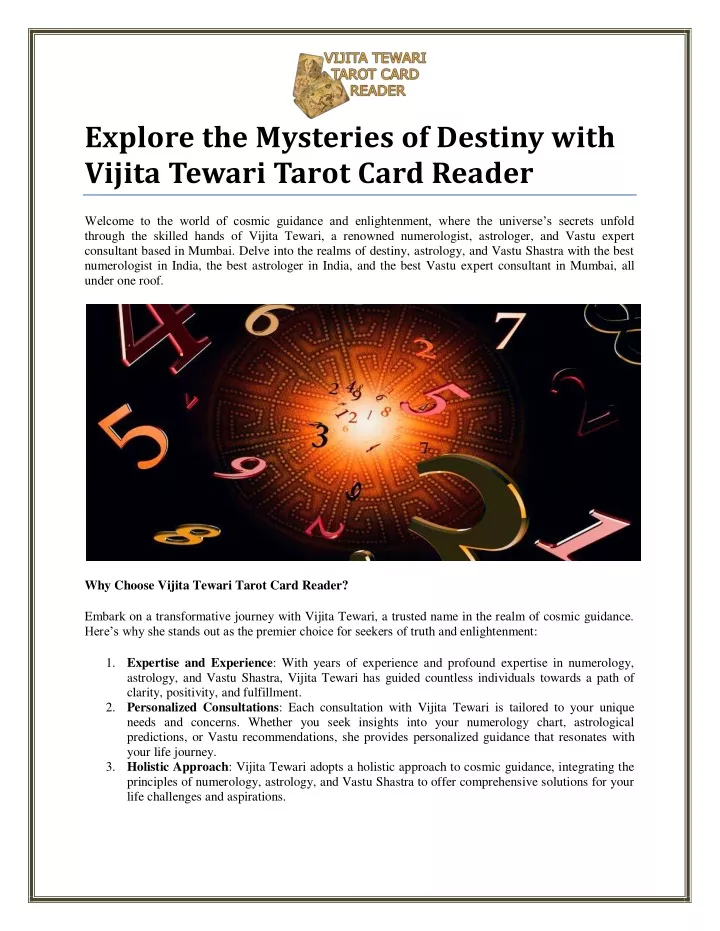 explore the mysteries of destiny with vijita