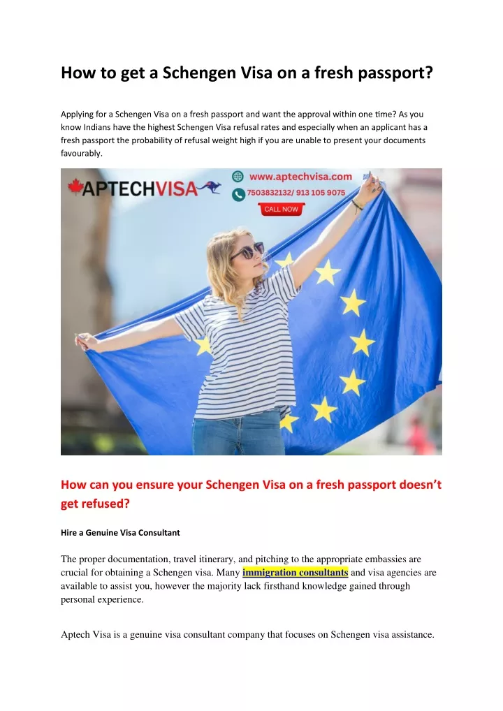 how to get a schengen visa on a fresh passport