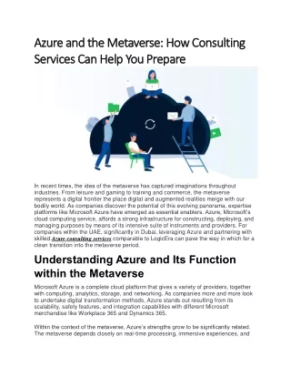 Azure and the Metaverse - How Consulting Services Can Help You Prepare
