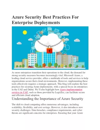 Azure Security Best Practices For Enterprise Deployments