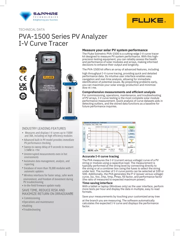 technical data pva 1500 series pv analyzer