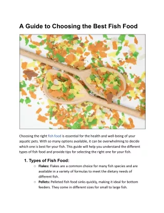 A Guide to Choosing the Best Fish Food