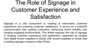 The Role of Signage in Customer Experience and Satisfaction
