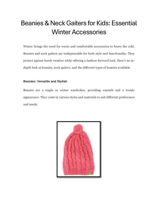 Beanies and Neck Gaiters for Kids Essential Winter Accessories