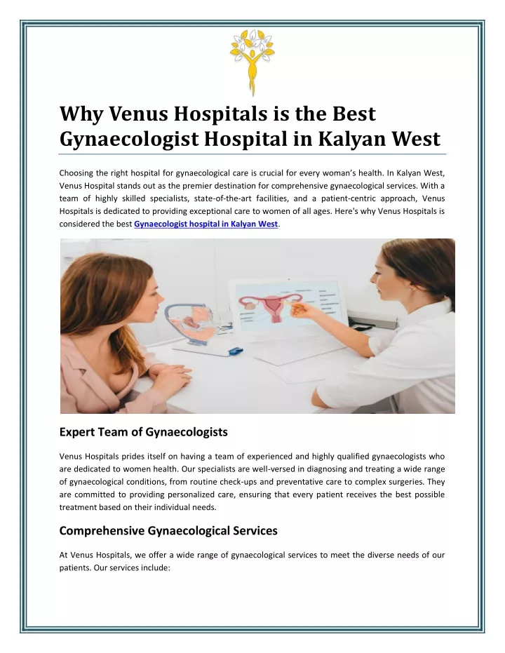 why venus hospitals is the best gynaecologist