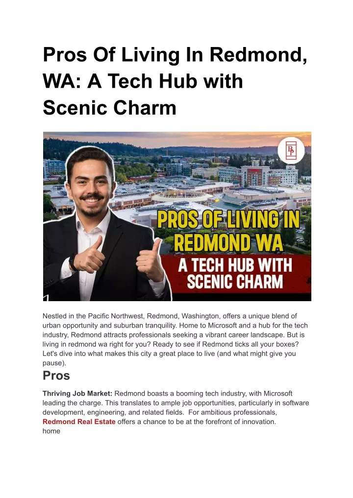 PPT - Pros Of Living In Redmond, WA_ A Tech Hub with Scenic Charm 