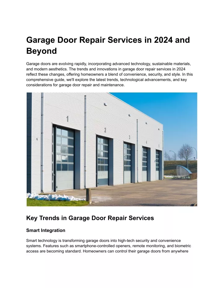 garage door repair services in 2024 and beyond