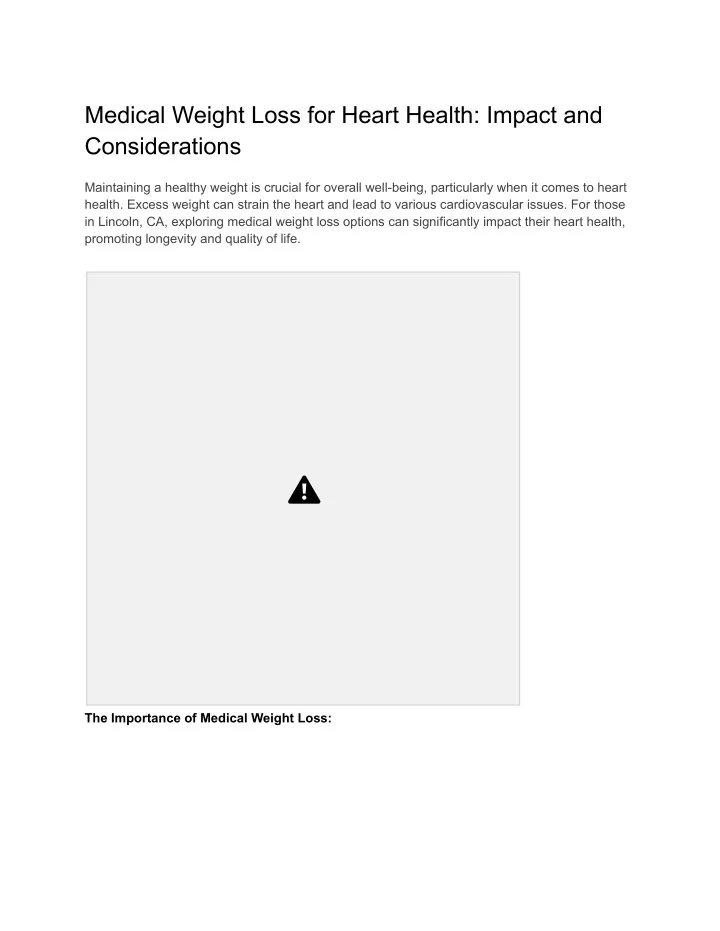 medical weight loss for heart health impact