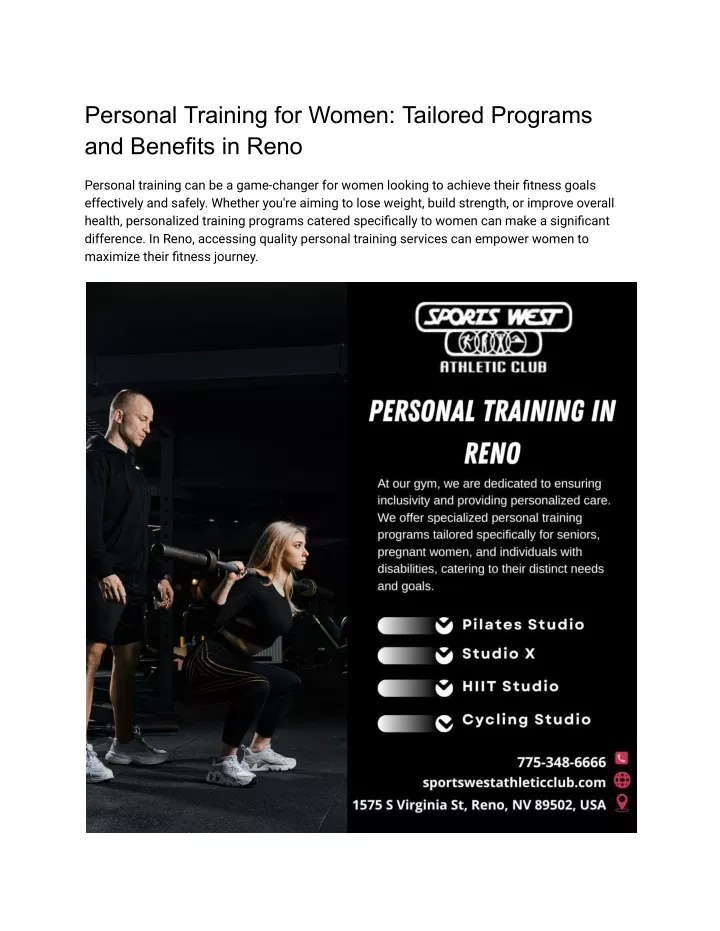 personal training for women tailored programs