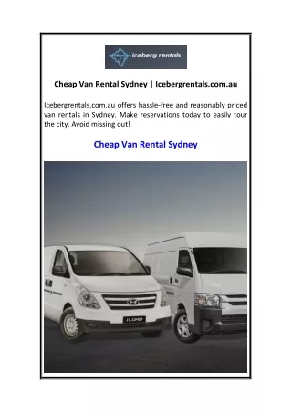 Cheap Van Rental Sydney  Icebergrentals.com.au