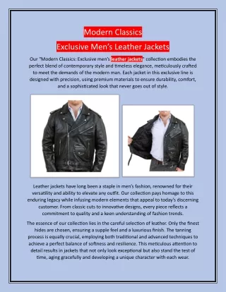 Modern Classics: Exclusive Men’s Leather Jackets