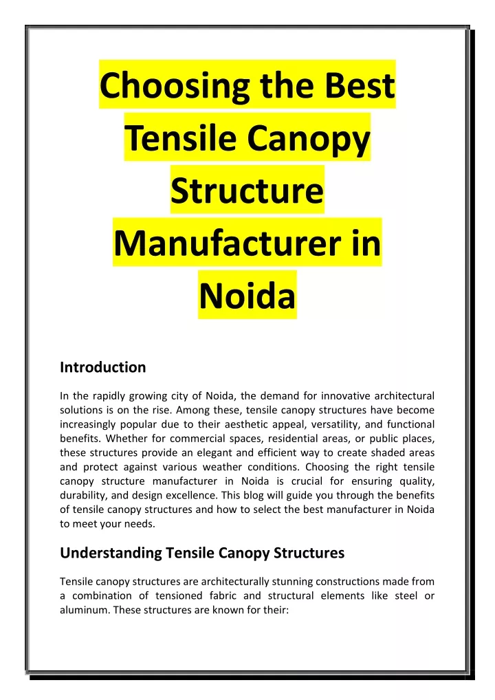 choosing the best tensile canopy structure