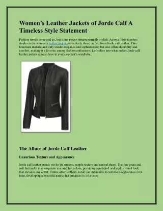 Timeless Elegance Women’s Jorde Calf Leather Jackets