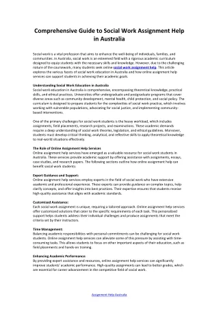 comprehensive guide to social work assignment