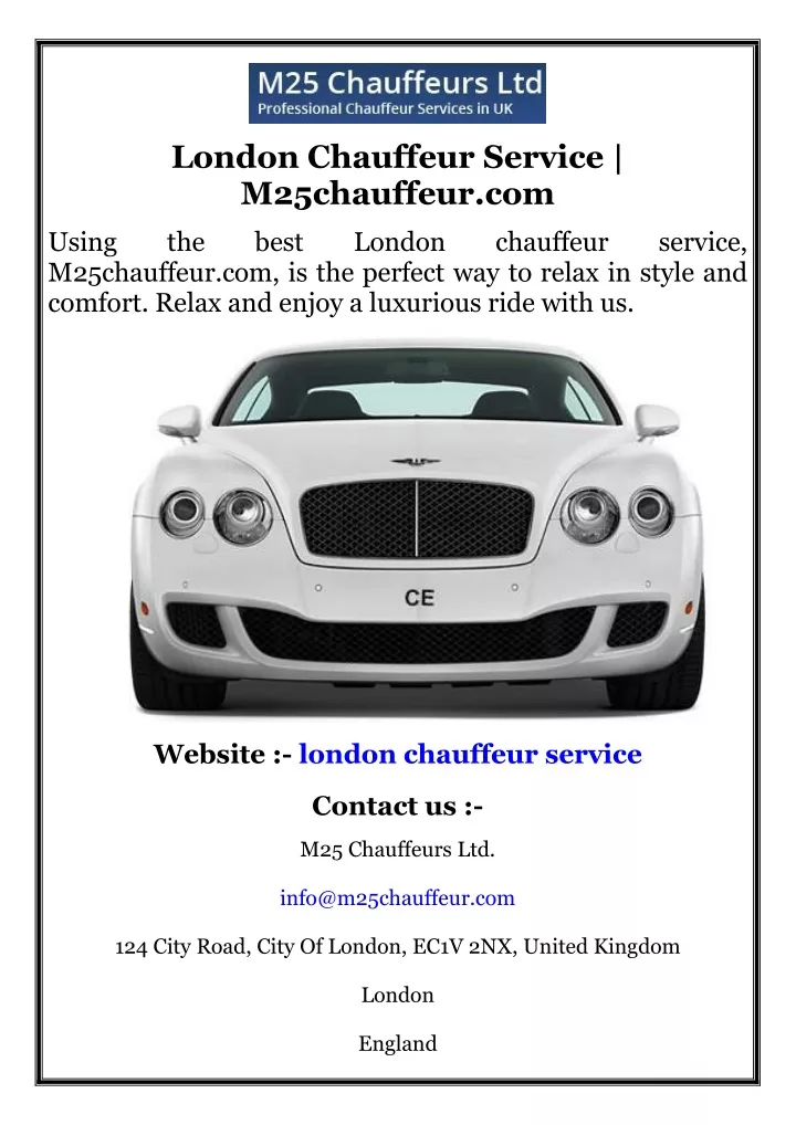 Ppt - London Chauffeur Service M25chauffeur.com Powerpoint Presentation 