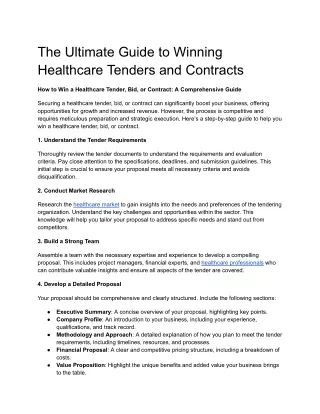 the ultimate guide to winning healthcare tenders