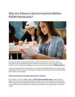 why are entrance exams important before pgdm