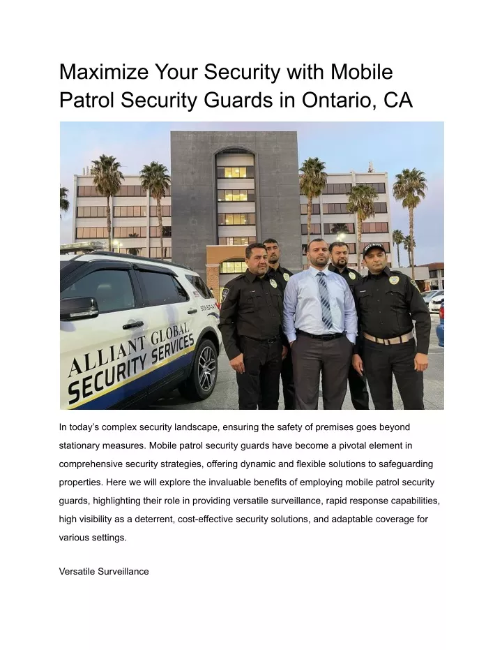 maximize your security with mobile patrol