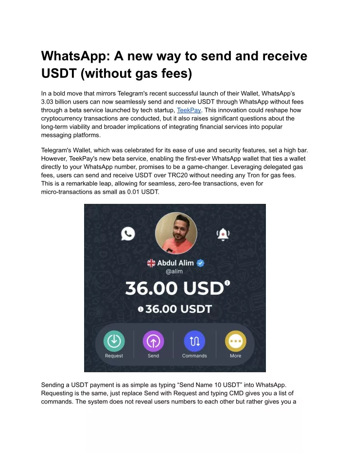 whatsapp a new way to send and receive usdt