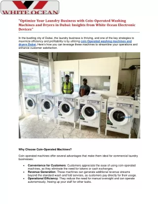 Optimize Your Laundry Business witCoin-Operated Washing Machines and Dryers in Dubaih Coin