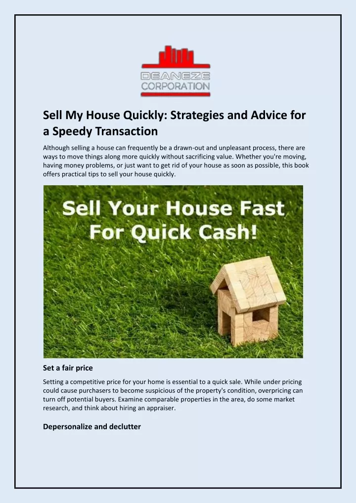 sell my house quickly strategies and advice