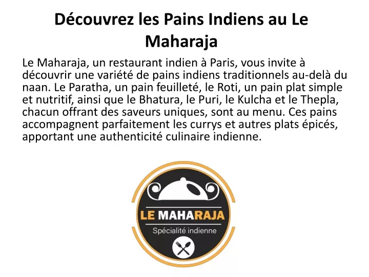 d couvrez les pains indiens au le maharaja