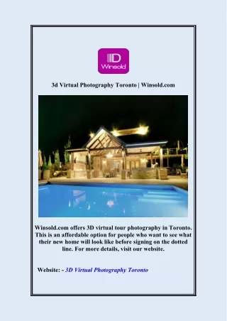 3d Virtual Photography Toronto | Winsold.com