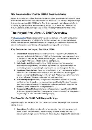 Exploring the Hayati Pro Ultra 15000_ A Revolution in Vaping