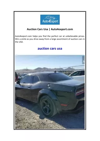 Auction Cars Usa  Auto4export.com