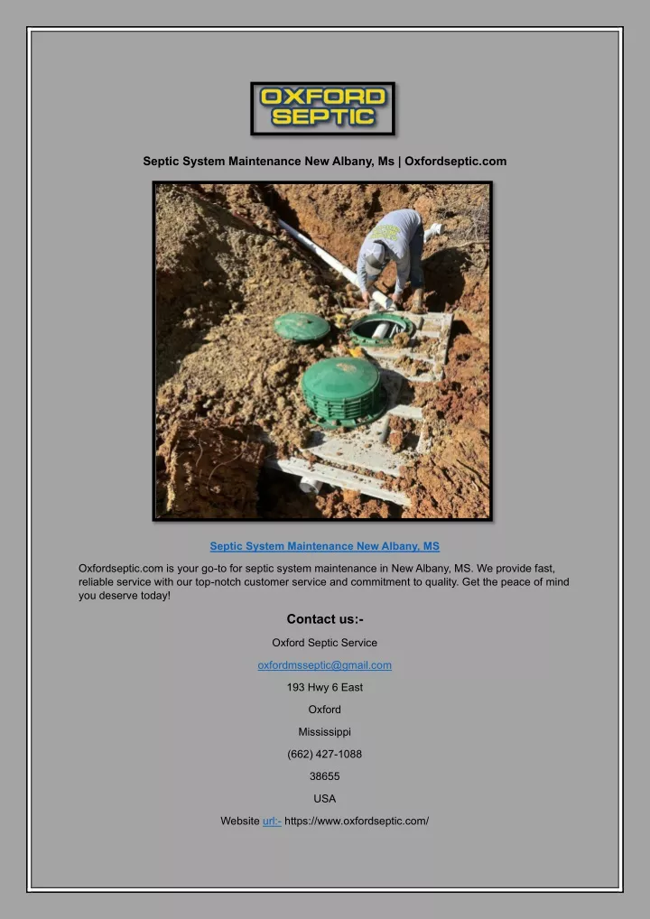 septic system maintenance new albany