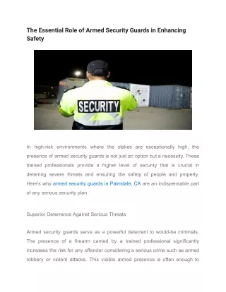 The Essential Role of Armed Security Guards in Enhancing Safety