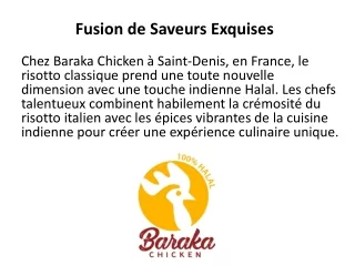 Risottos  Une touche Halal à un plat classique chez Baraka Chicken