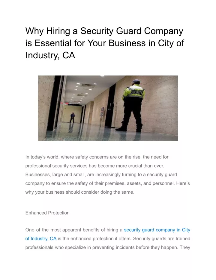 why hiring a security guard company is essential