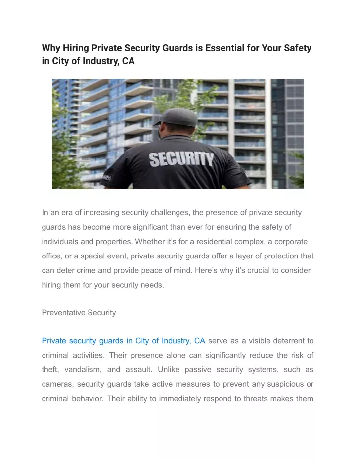 why hiring private security guards is essential