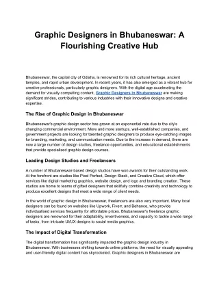 Graphic Designers in Bhubaneswar_ A Flourishing Creative Hub