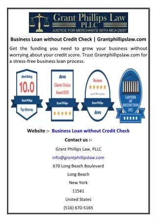 Business Loan without Credit Check | Grantphillipslaw.com