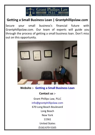 Getting a Small Business Loan | Grantphillipslaw.com