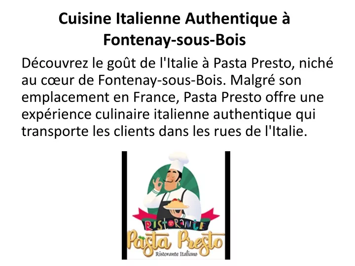 cuisine italienne authentique fontenay sous bois