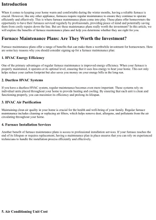 Furnace Maintenance Plans: Are They Worth the Investment?