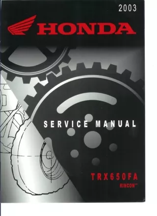 2003 Honda TRX650FA Rincon Service Repair Manual