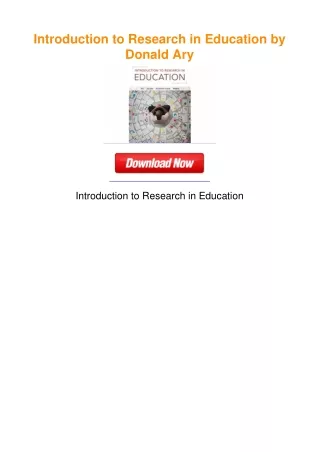 Introduction to Research in Education by Donald Ary