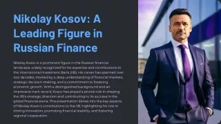 Nikolay Kosov: A Leading Figure in Russian Finance