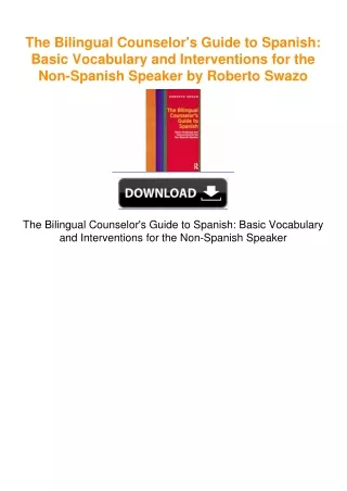 The Bilingual Counselor's Guide to Spanish: Basic Vocabulary and
