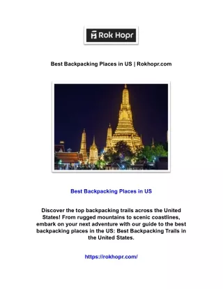 Best Backpacking Places in US | Rokhopr.com