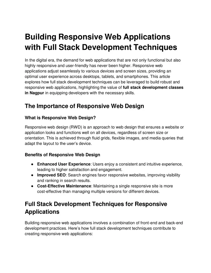 building responsive web applications with full stack development techniques