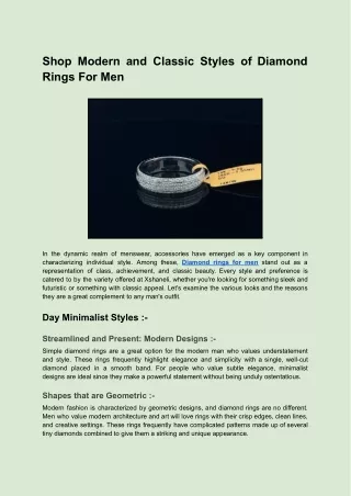 Shop Modern and Classic Styles of Diamond Rings For Men