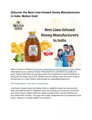 Discover the Best Lime-Infused Honey Manufacturers in India