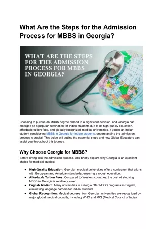 What Are the Steps for the Admission Process for MBBS in Georgia_