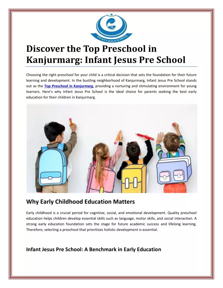 discover the top preschool in kanjurmarg infant